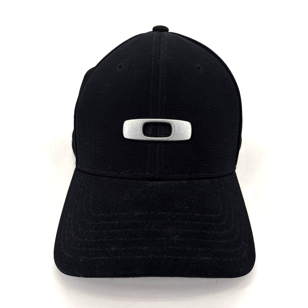 Oakley Metal Gascan Hat Mens A-Flex Stretch Fit Baseball Cap Casual Blk Size S/M